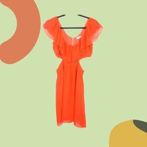 Speechless Orange/Red Chiffon Cutout Mini Dress